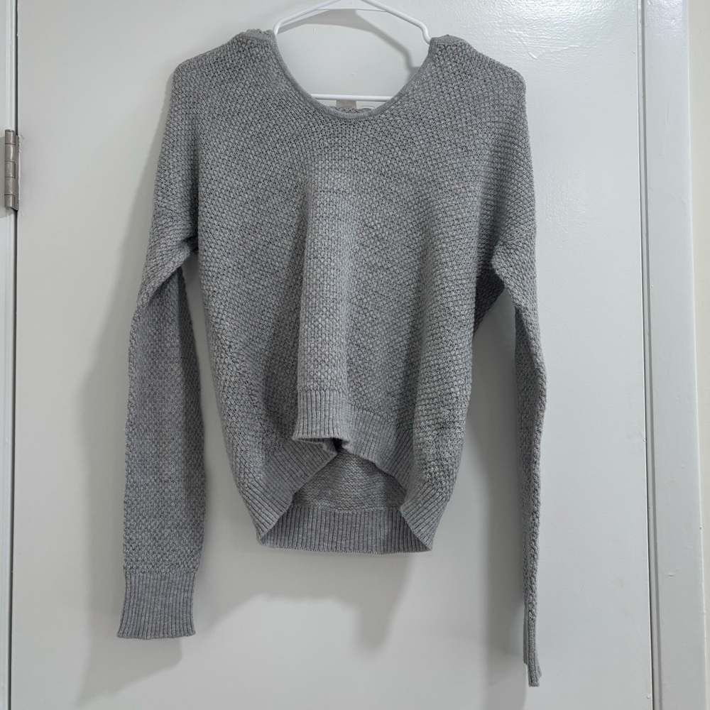 Grey Knit Sweater with Hood | GAP